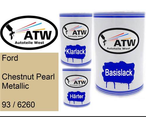 Ford, Chestnut Pearl Metallic, 93 / 6260: 500ml Lackdose + 500ml Klarlack + 250ml Härter - Set, von ATW Autoteile West.